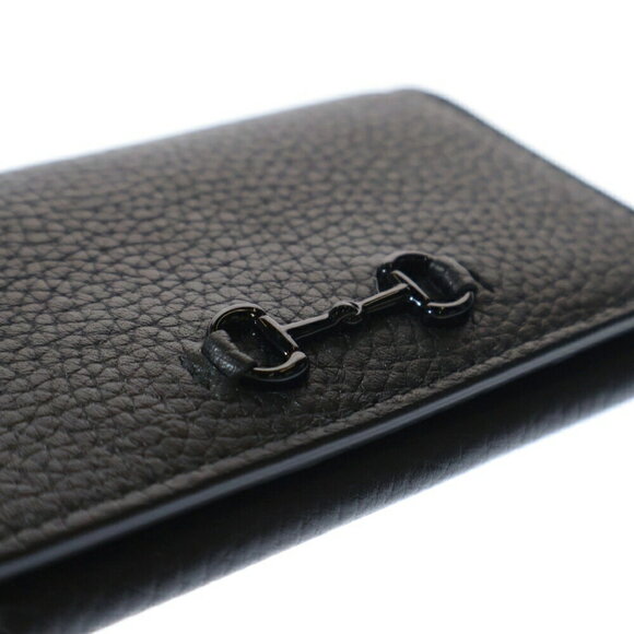 Gucci Horsebit Leather Bifold Coin Wallet Case Business Holder Black - Picture 4 of 6